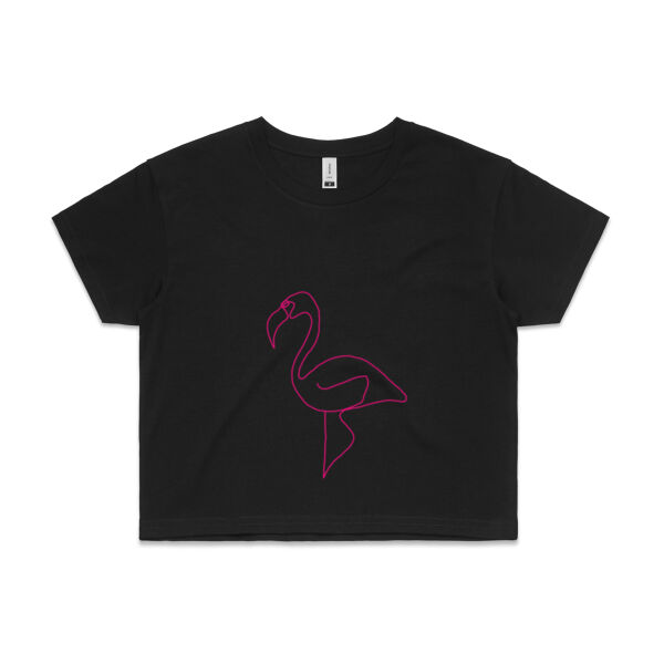 Flamingo Print - Womens Crop Tee Thumbnail
